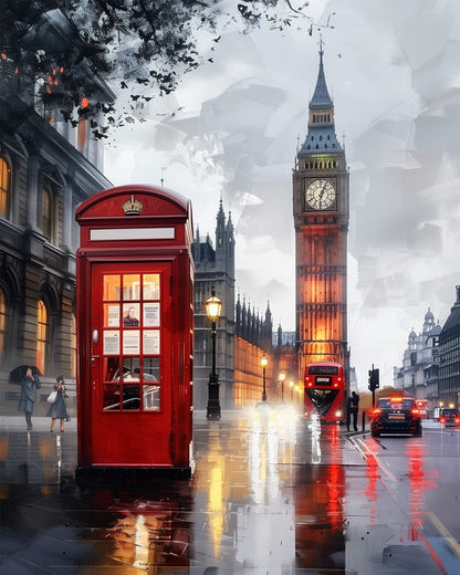Rainy Day in London with Big Ben - Judy Paint