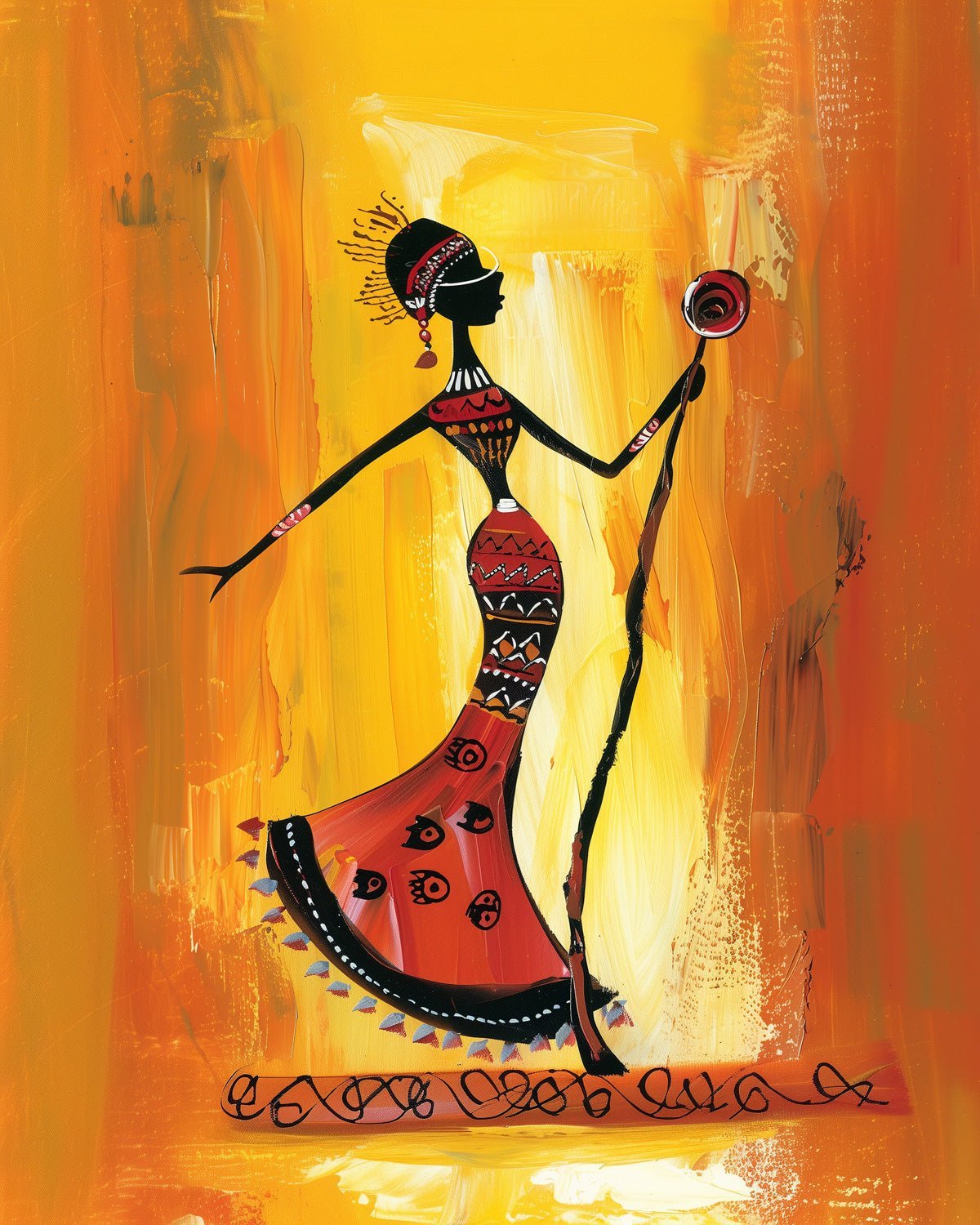 Regal African Woman with Staff - Judy Paint