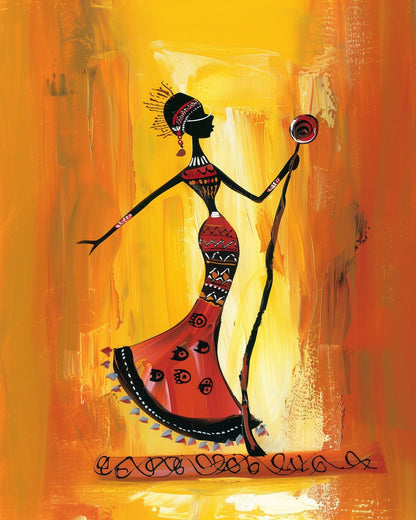 Regal African Woman with Staff - Judy Paint