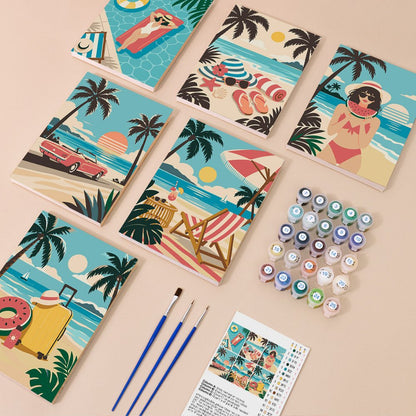 Everything in the Retro Beach Club mini painting kit