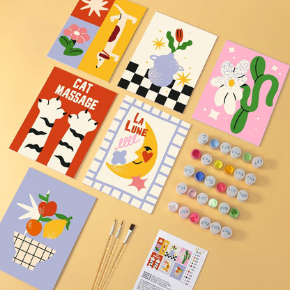 Retro Daydreams – Set of 6 Mini Paintings - Judy Paint