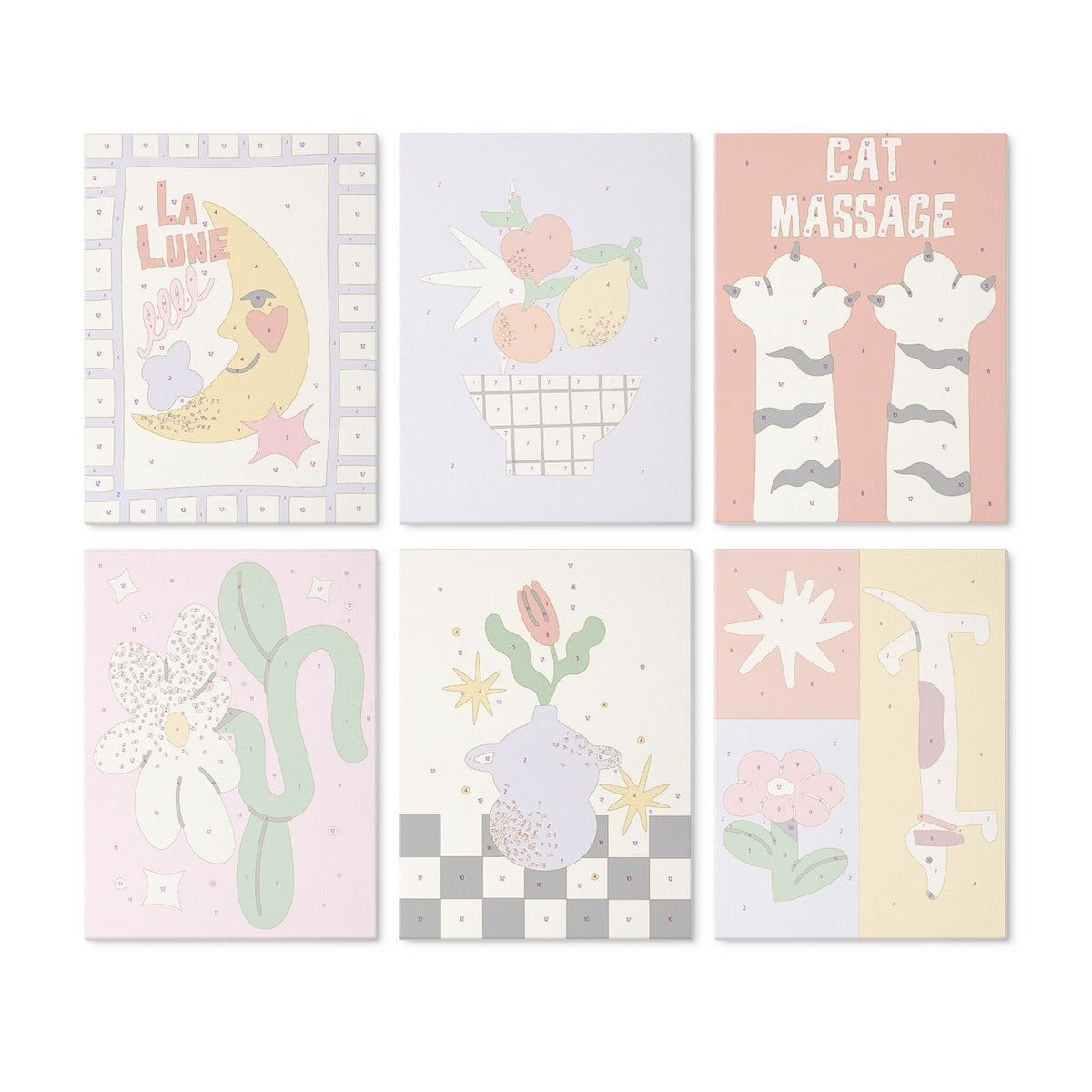 Retro Daydreams – Set of 6 Mini Paintings - Judy Paint
