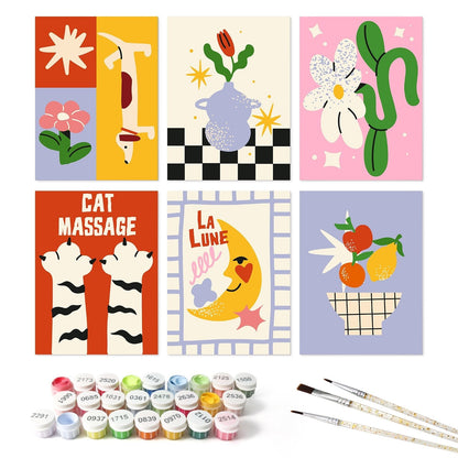 Retro Daydreams – Set of 6 Mini Paintings - Judy Paint