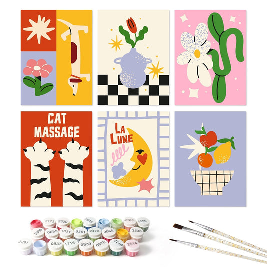 Retro Daydreams – Set of 6 Mini Paintings - Judy Paint