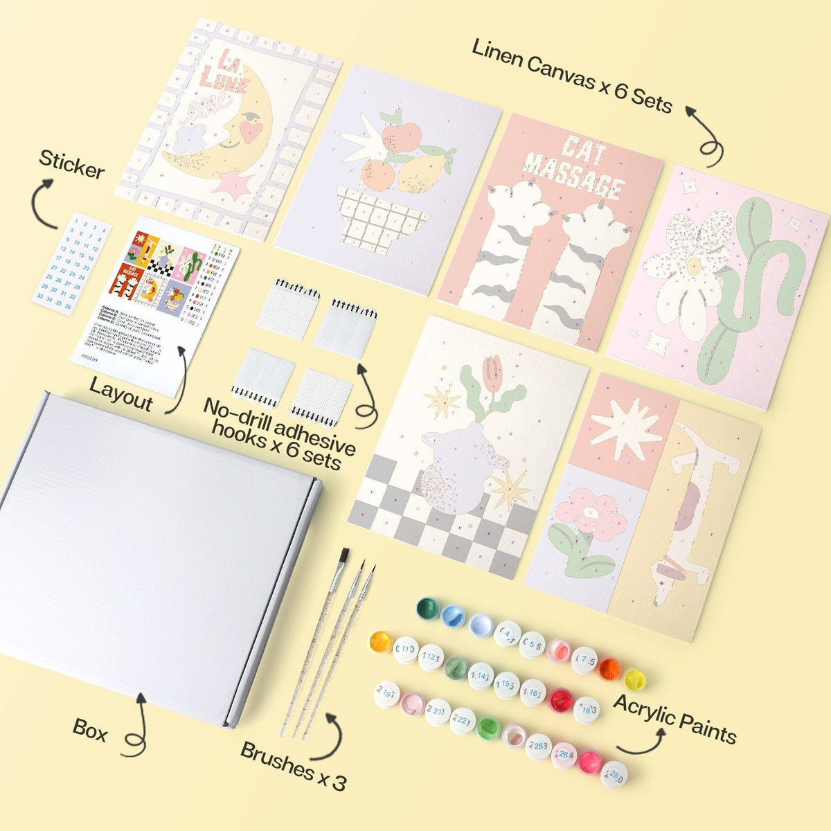 Retro Daydreams – Set of 6 Mini Paintings - Judy Paint