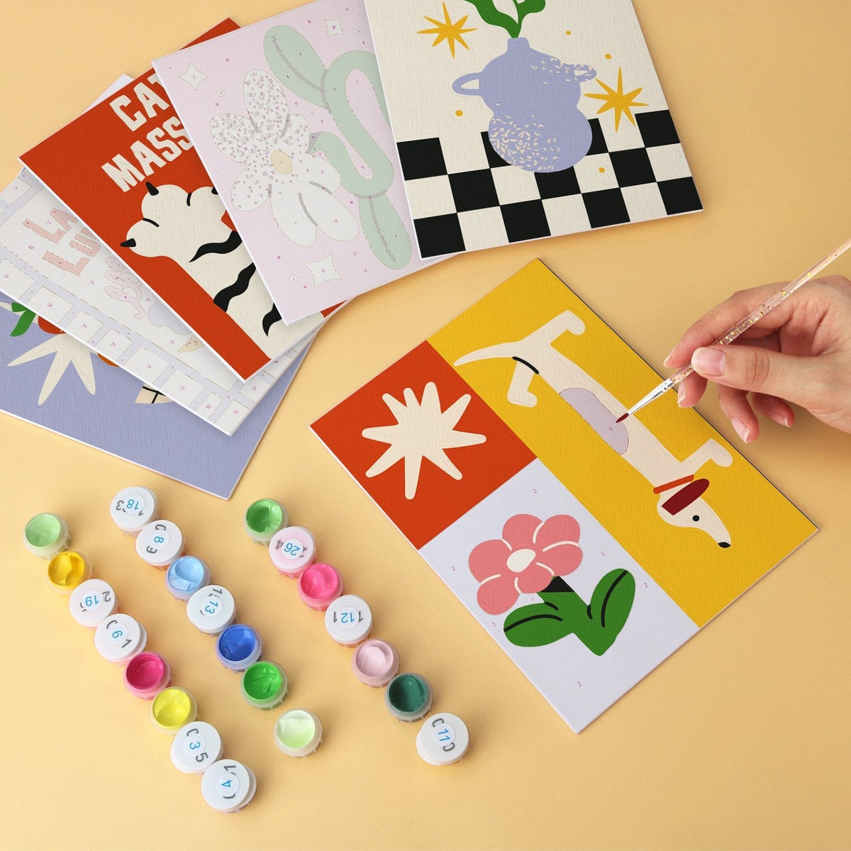 Retro Daydreams – Set of 6 Mini Paintings - Judy Paint