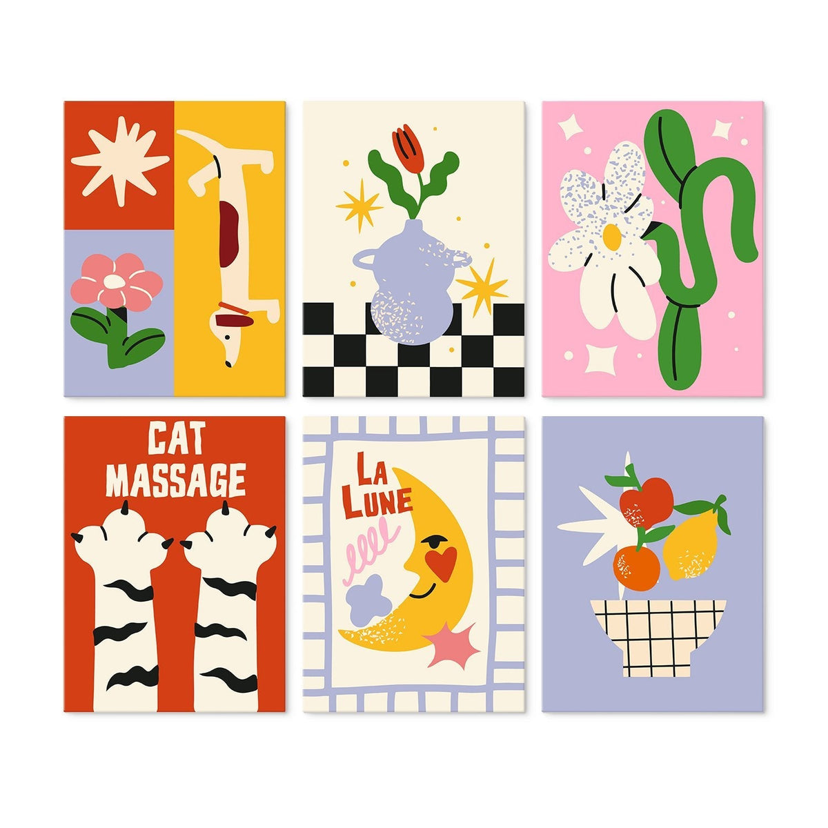 Retro Daydreams – Set of 6 Mini Paintings - Judy Paint