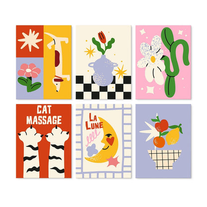 Retro Daydreams – Set of 6 Mini Paintings - Judy Paint