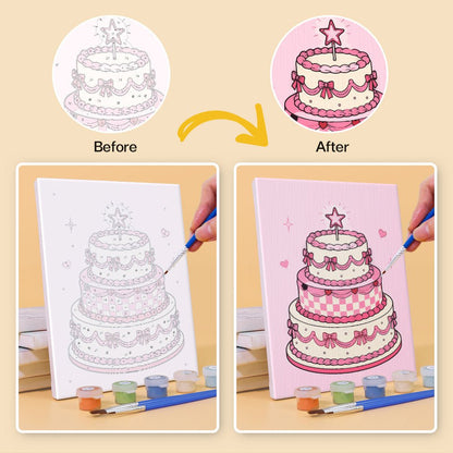 Before and after painting by numbers