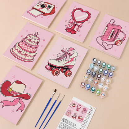 Everything in the Retro Pink Dreams mini painting kit