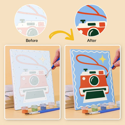 Before and after painting by numbers