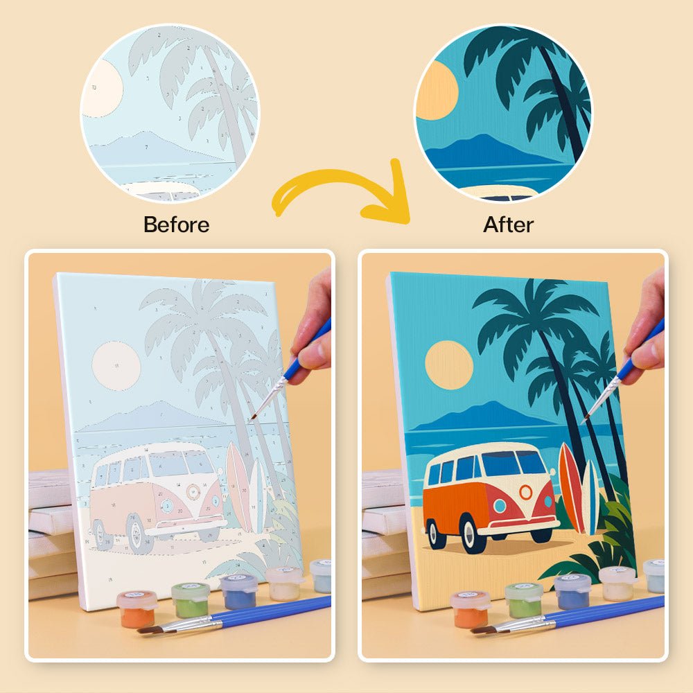 Before and after painting by numbers