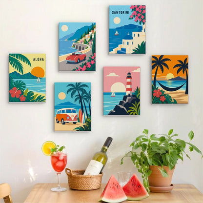 Retro Travel Posters mini painting set