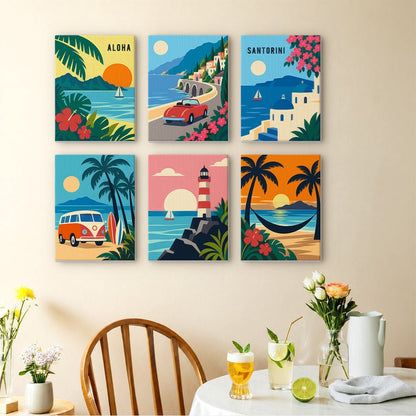 Retro Travel Posters mini painting set