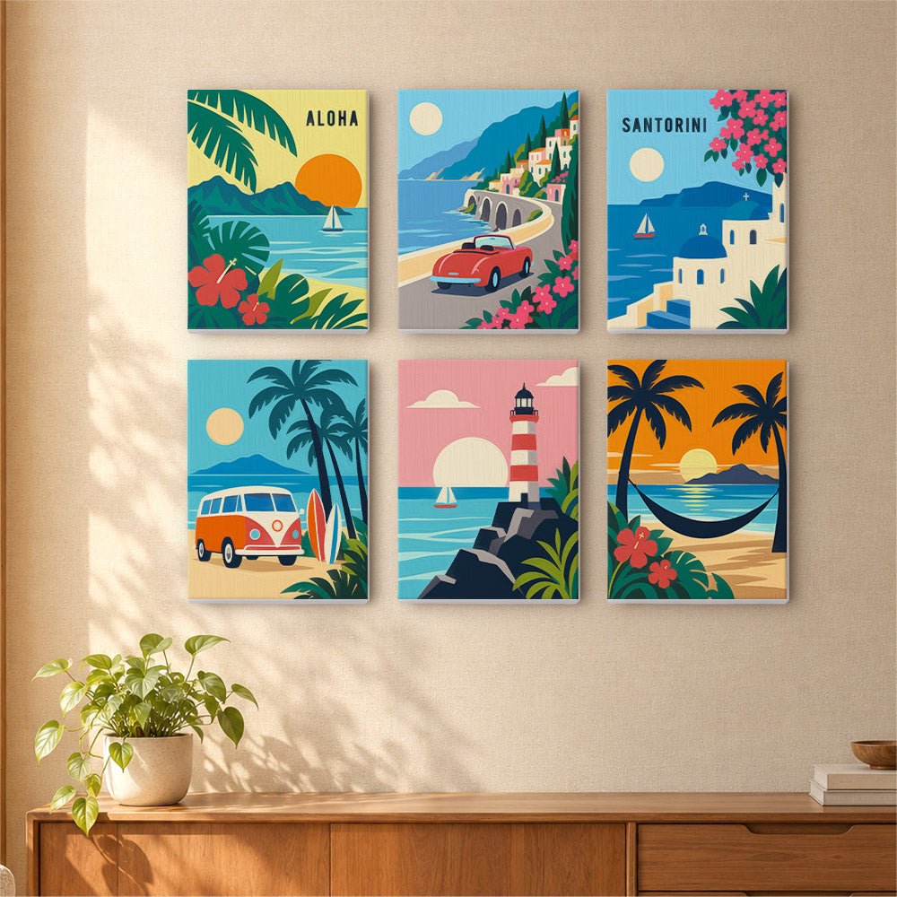 Retro Travel Posters mini painting set