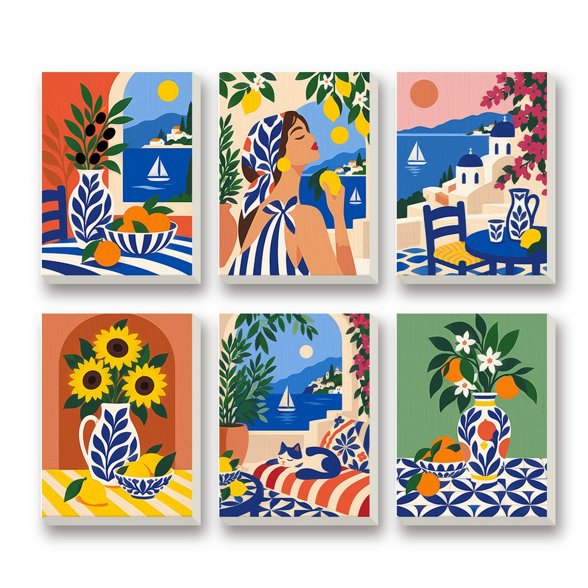 Riviera Colors – set of 6 mini paint by numbers canvases