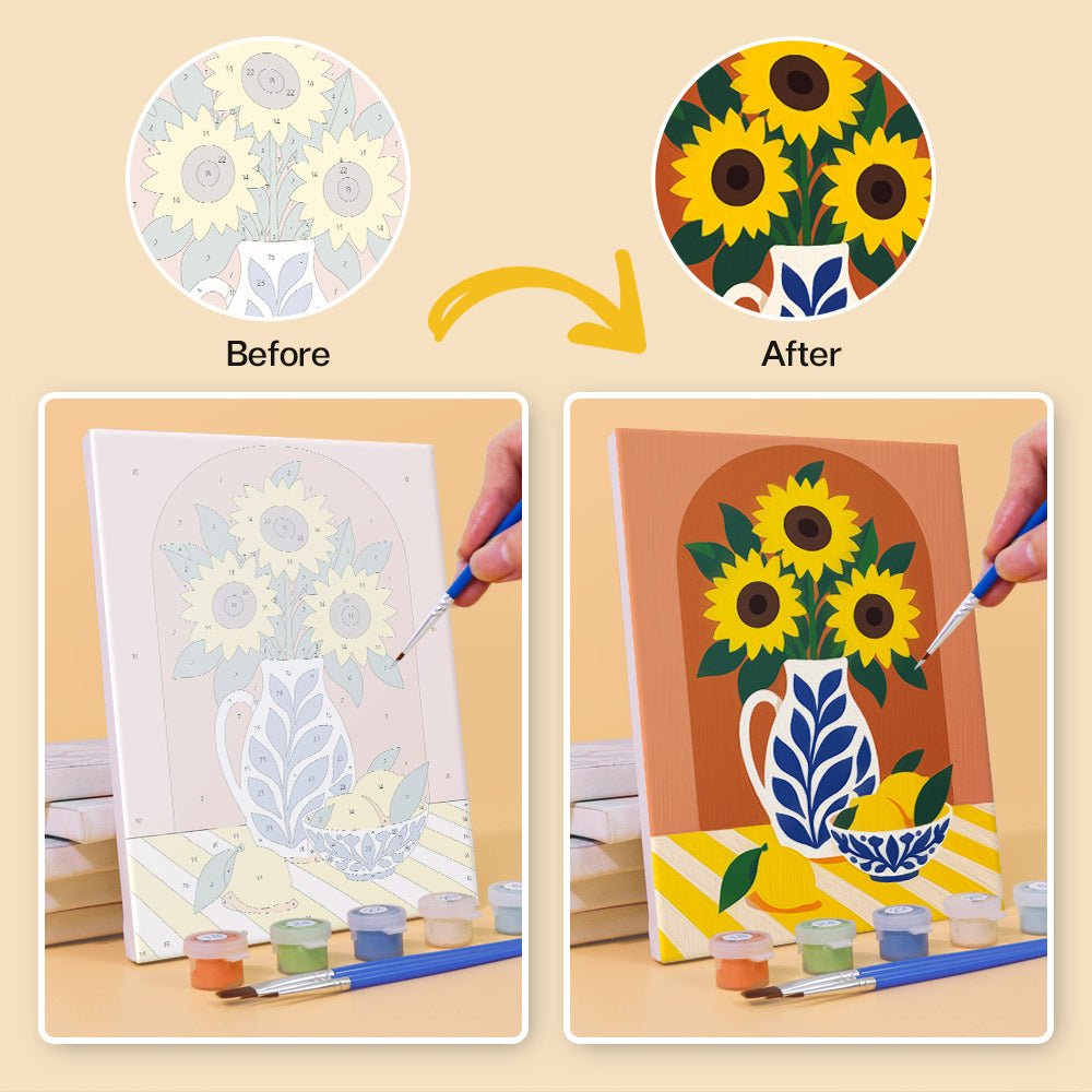 Before and after painting by numbers