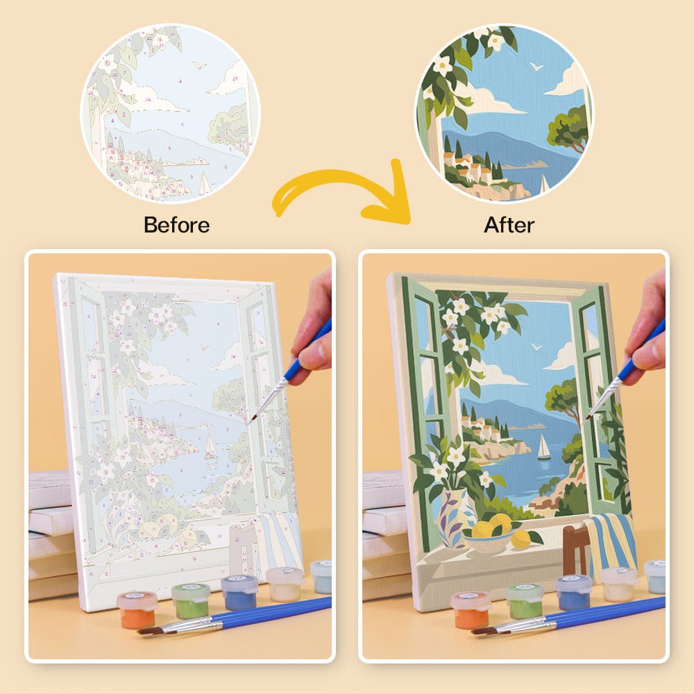 Before and after painting by numbers