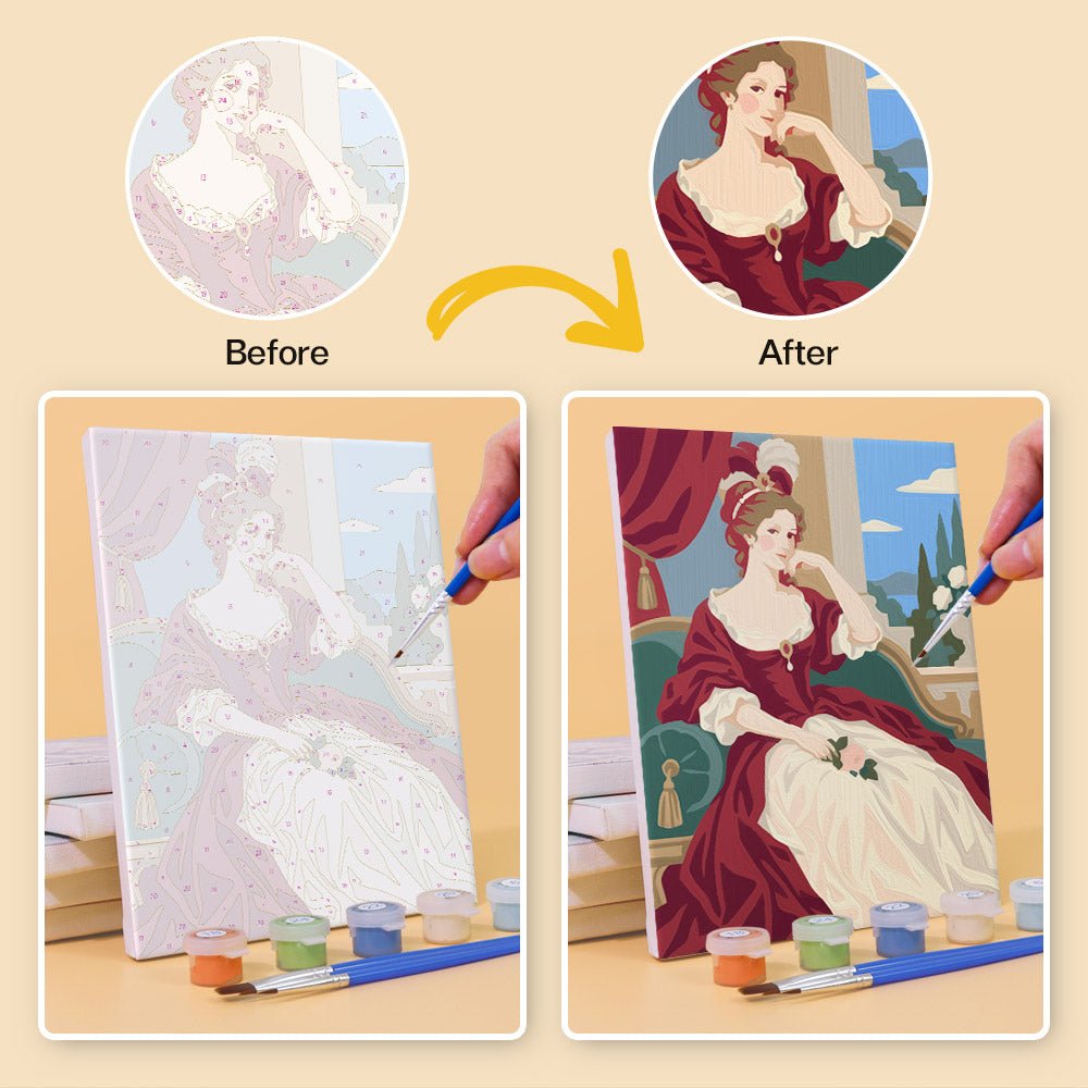 Before and after painting by numbers