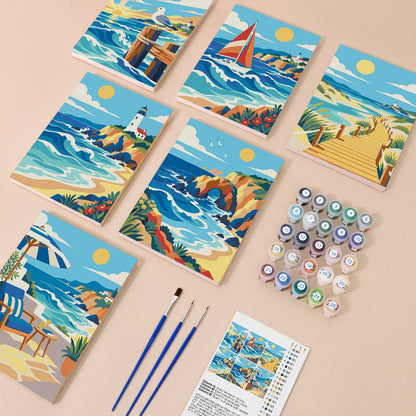 Everything in the Rolling Waves mini painting kit