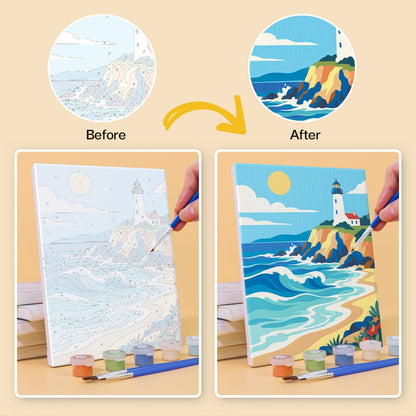 Before and after painting by numbers