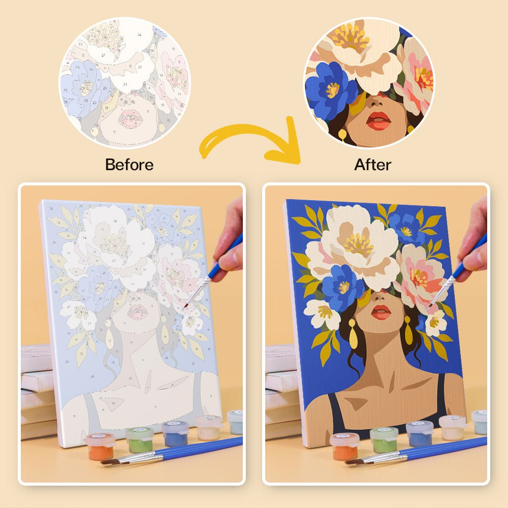 Before and after painting by numbers