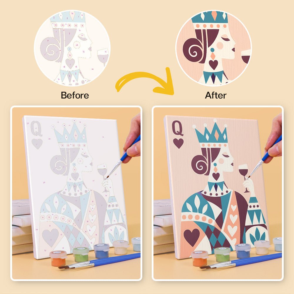 Before and after painting by numbers