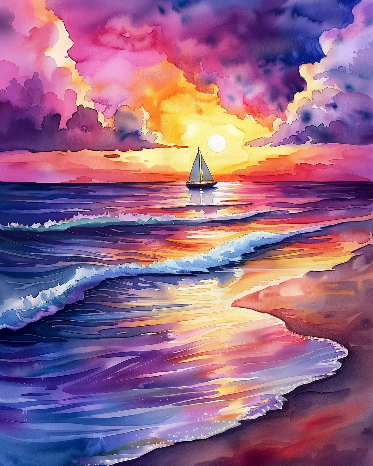 Sailing Serenity - Sea Landscape - Judy Paint
