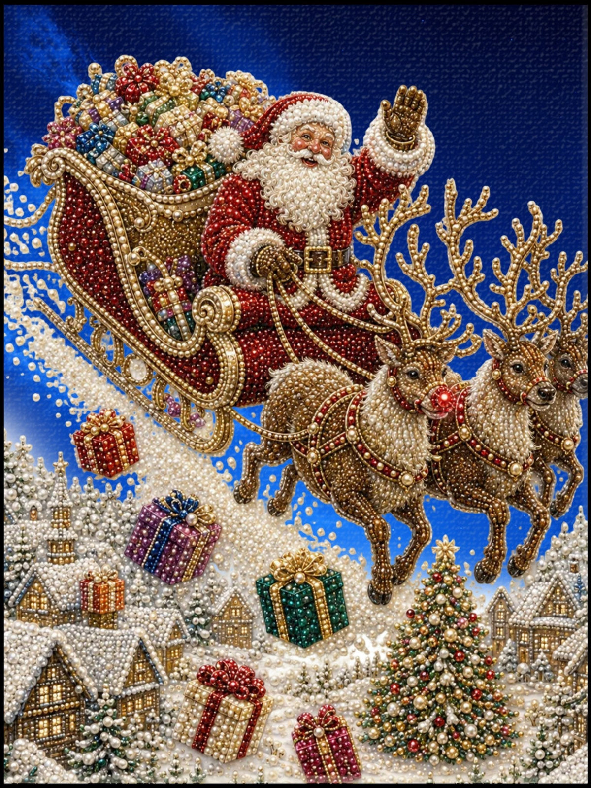 Santa’s Midnight Gift Flight - Pearl Painting - Judy Paint