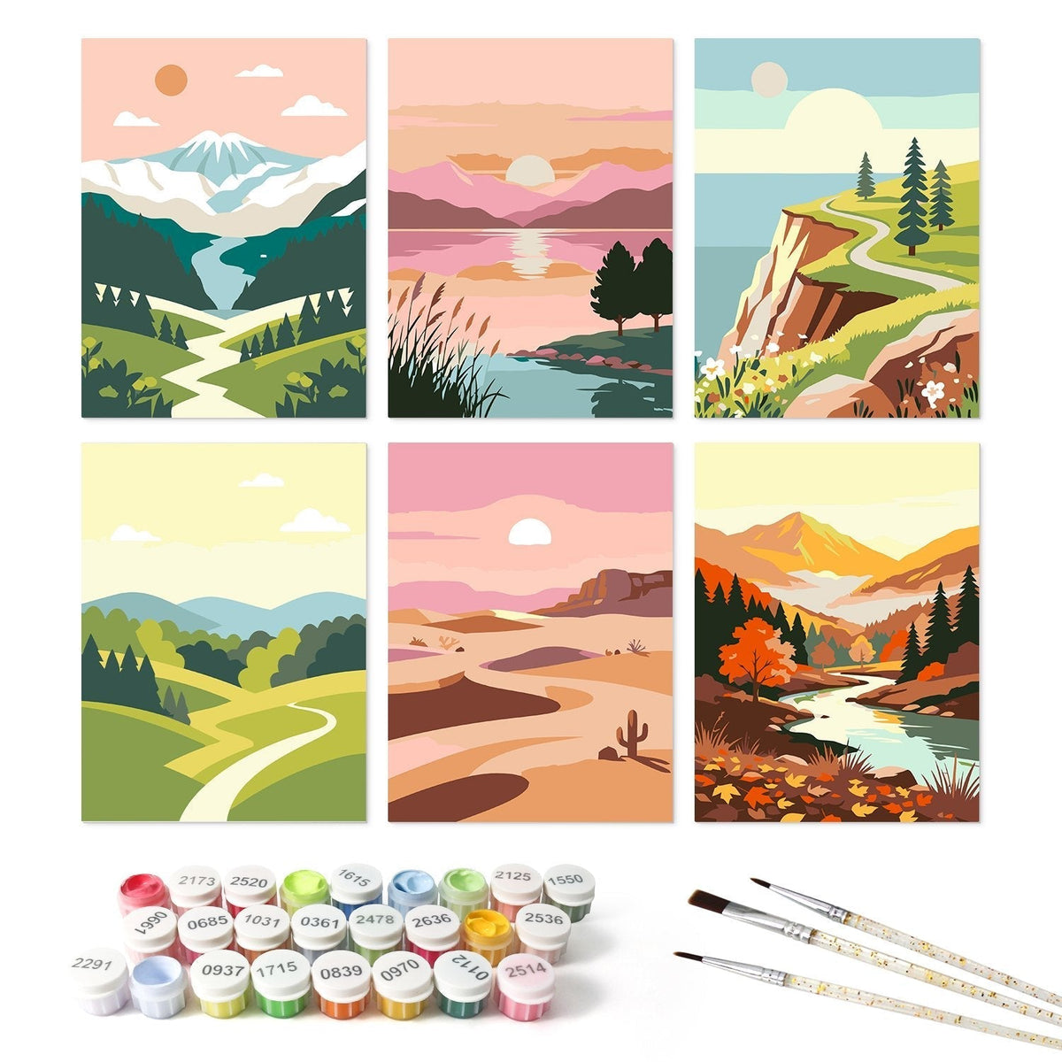 Scenic Horizons – Set of 6 Mini Paintings - Judy Paint