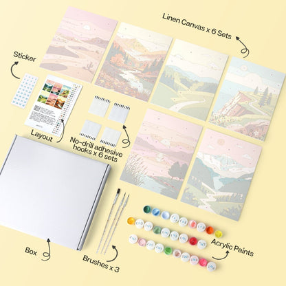 Scenic Horizons – Set of 6 Mini Paintings - Judy Paint
