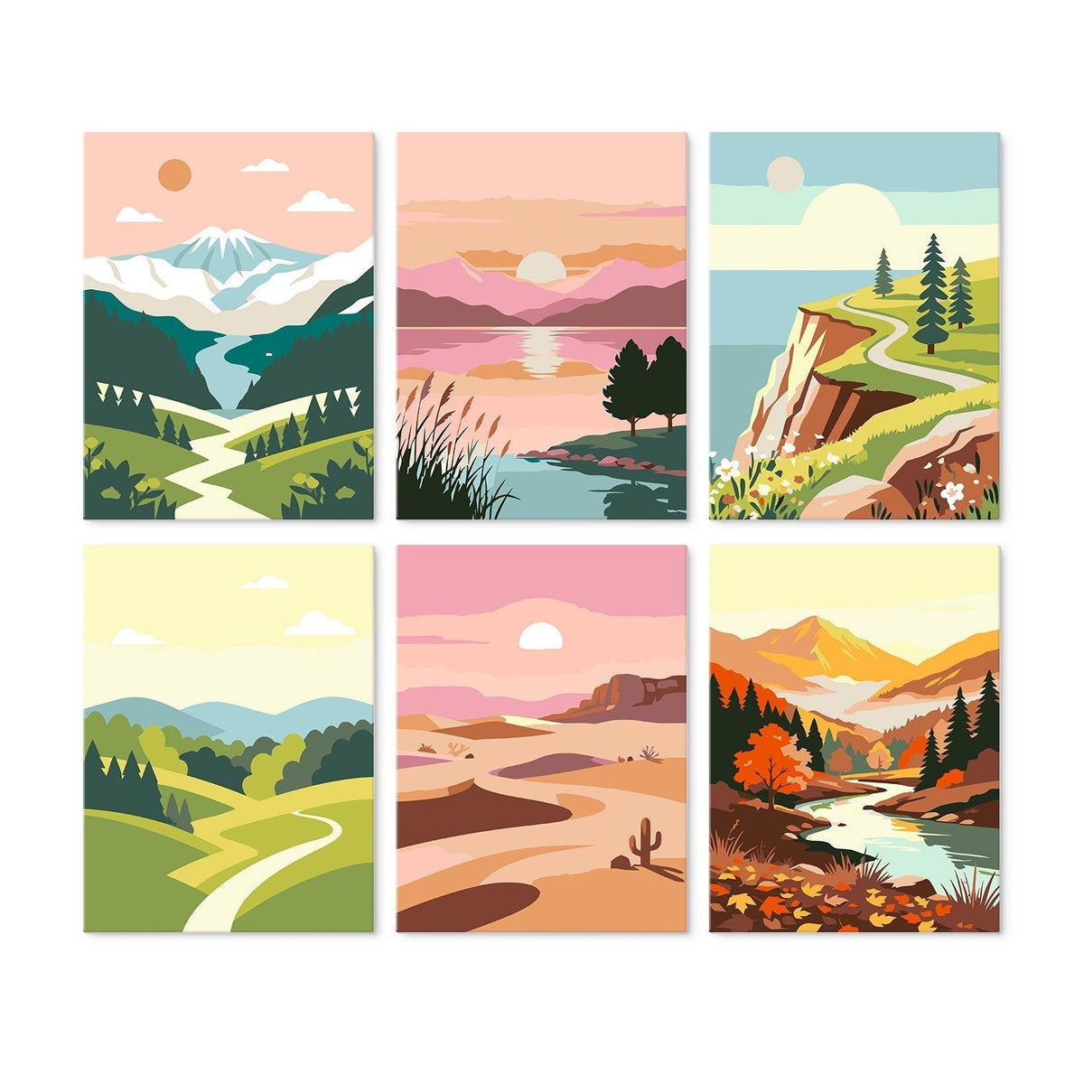 Scenic Horizons – Set of 6 Mini Paintings - Judy Paint
