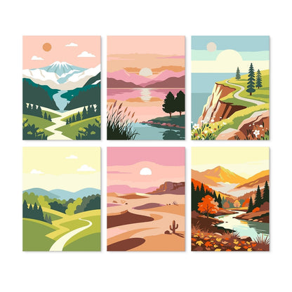 Scenic Horizons – Set of 6 Mini Paintings - Judy Paint