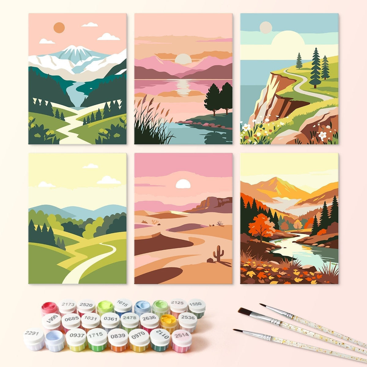 Scenic Horizons – Set of 6 Mini Paintings - Judy Paint