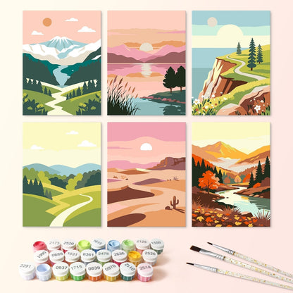Scenic Horizons – Set of 6 Mini Paintings - Judy Paint