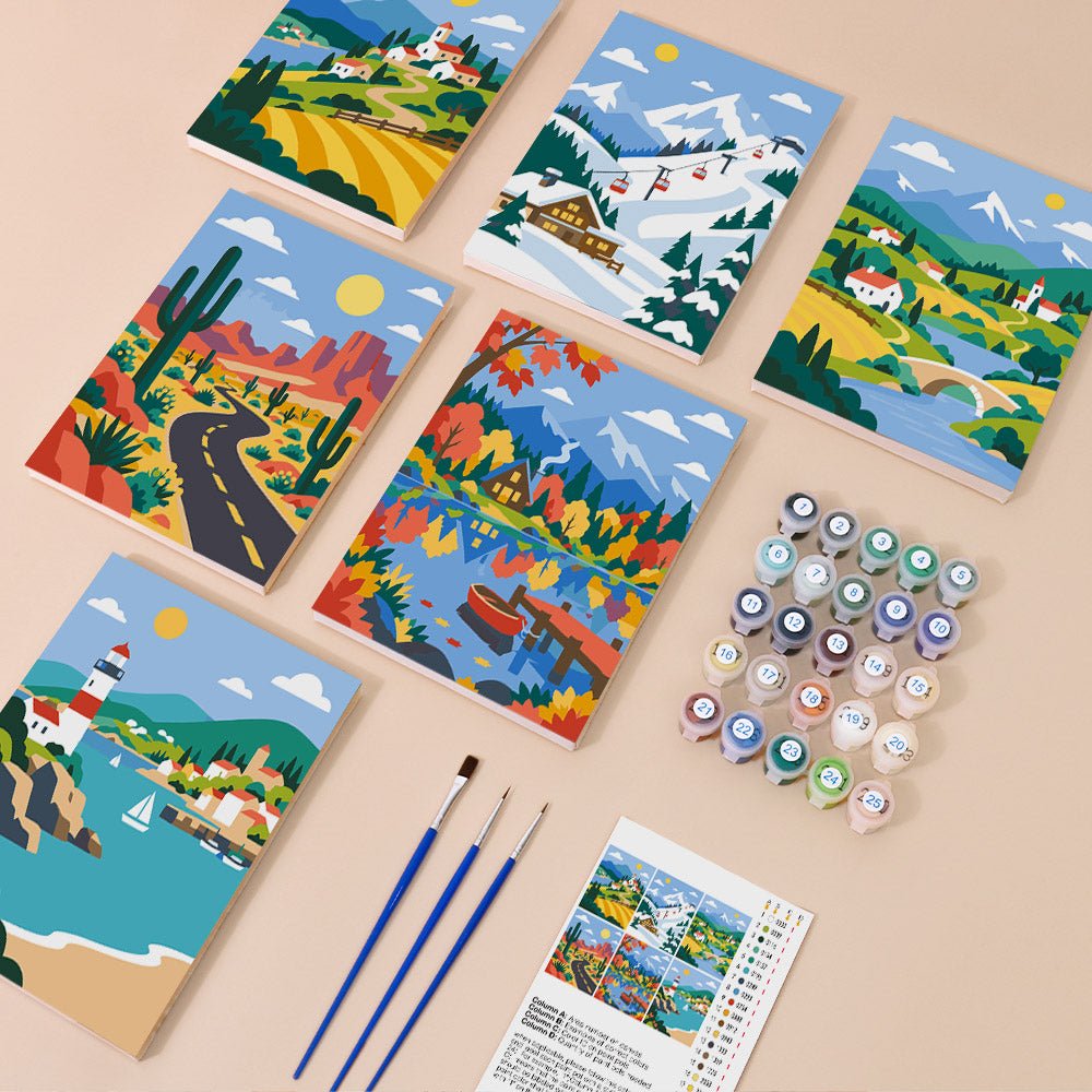 Everything in the Scenic Journeys mini painting kit