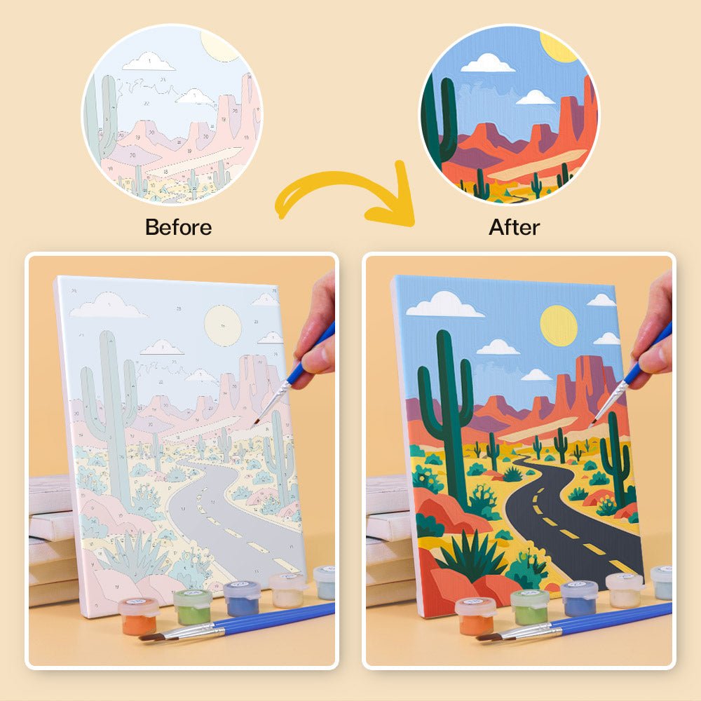 Before and after painting by numbers