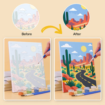 Before and after painting by numbers