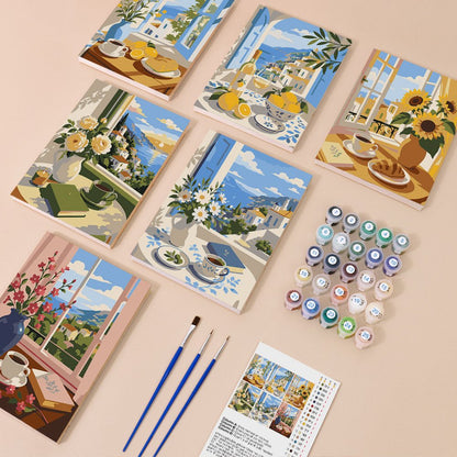 Everything in the Seaside Cafe Views mini painting kit
