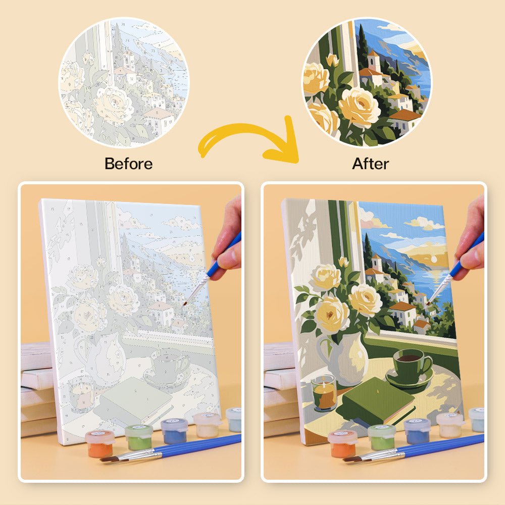 Before and after painting by numbers