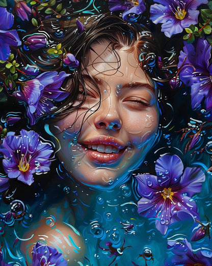 Serene Blossoms Awakening - Floral Women - Judy Paint