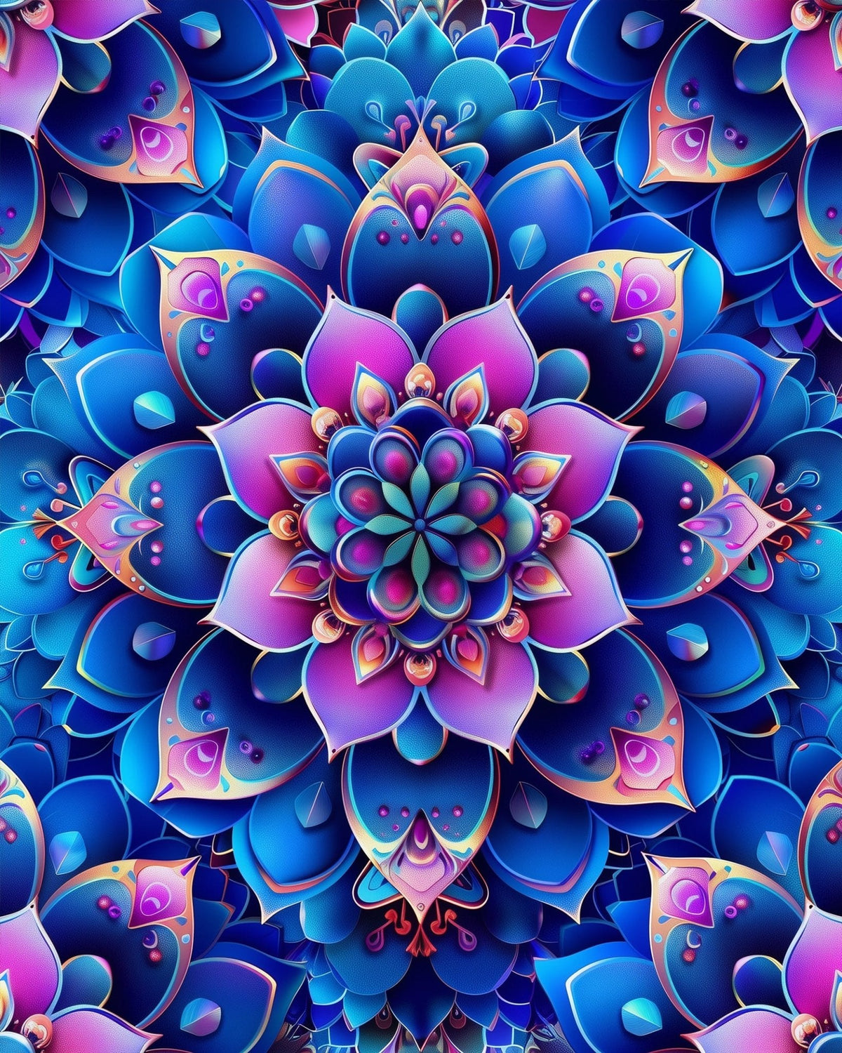 Serene Blue & Pink Mandala - Mandalas - Judy Paint