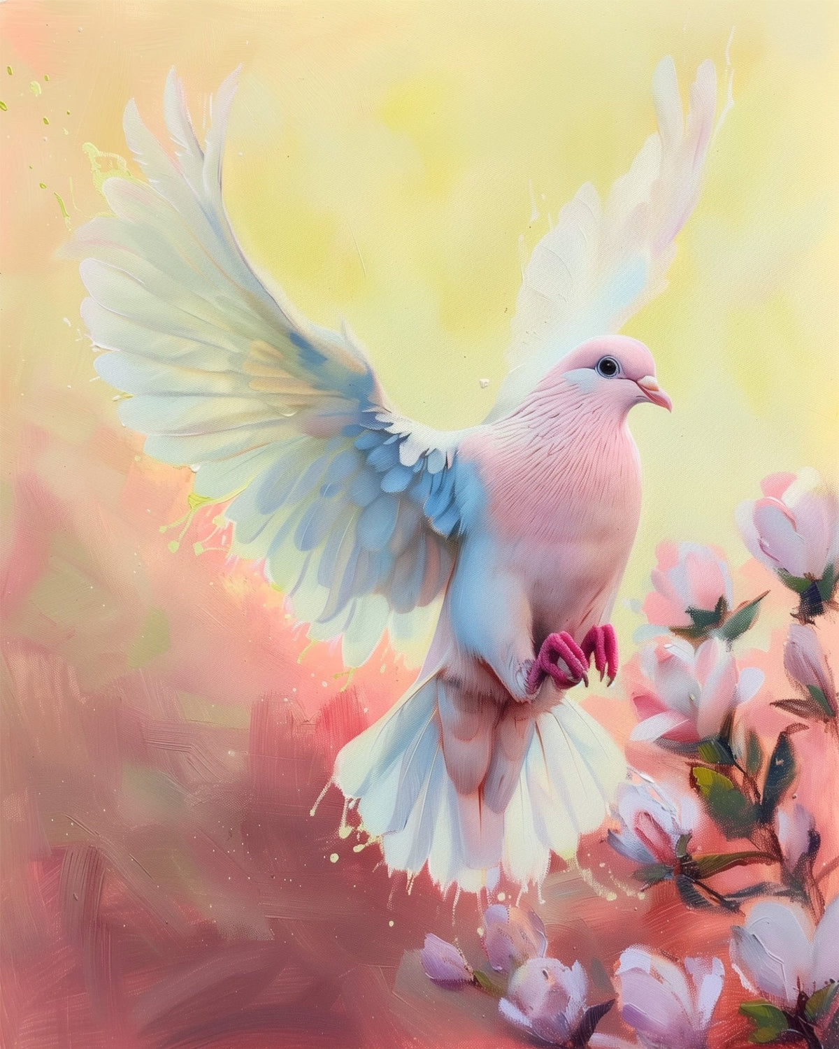 Serene Dove in Blossom - Abstract Animals - Judy Paint