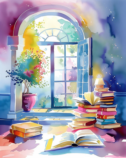 Serene Library Escape - Bohemian Vibes - Judy Paint