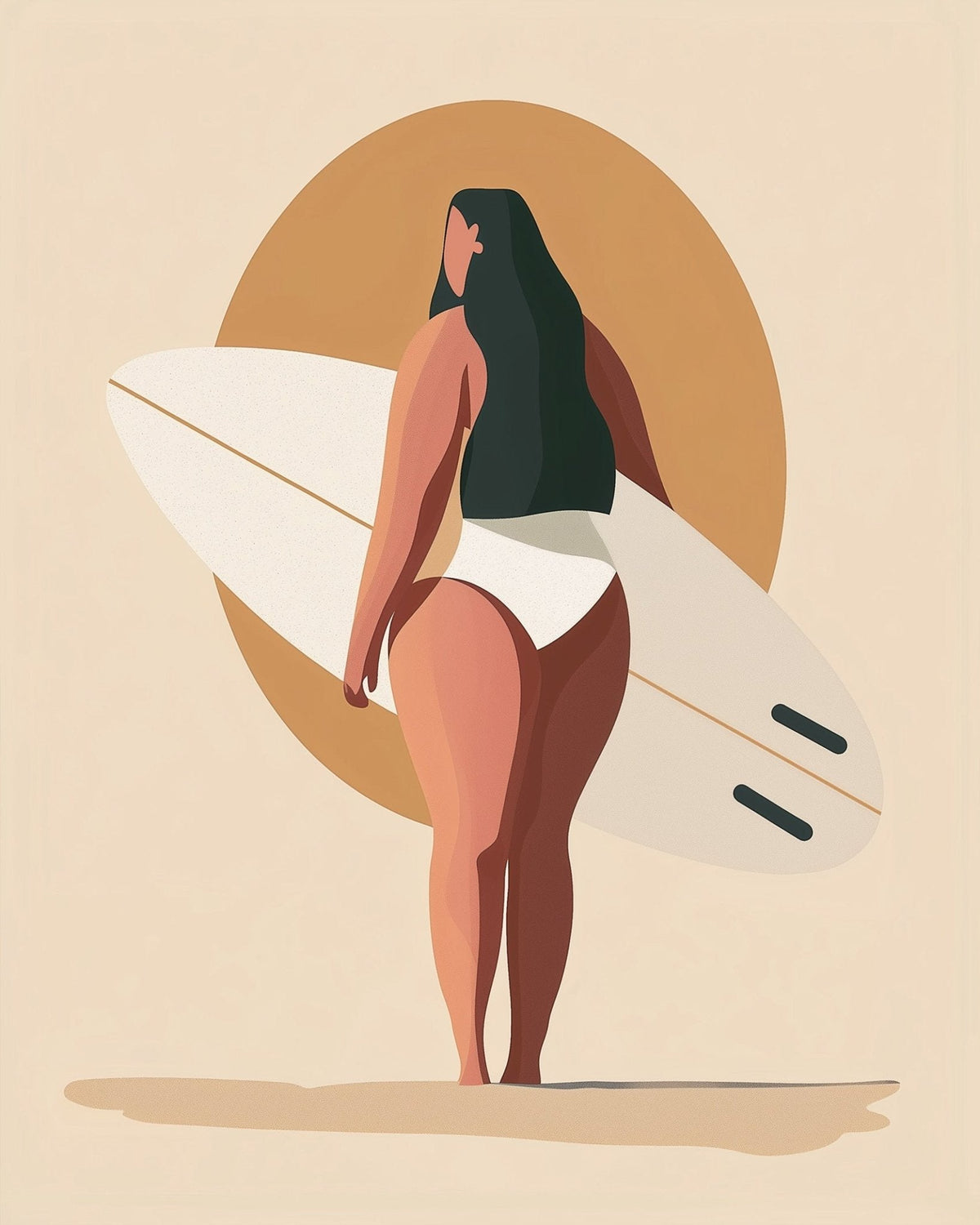 Serene Surfer Silhouette - Minimalistic - Judy Paint
