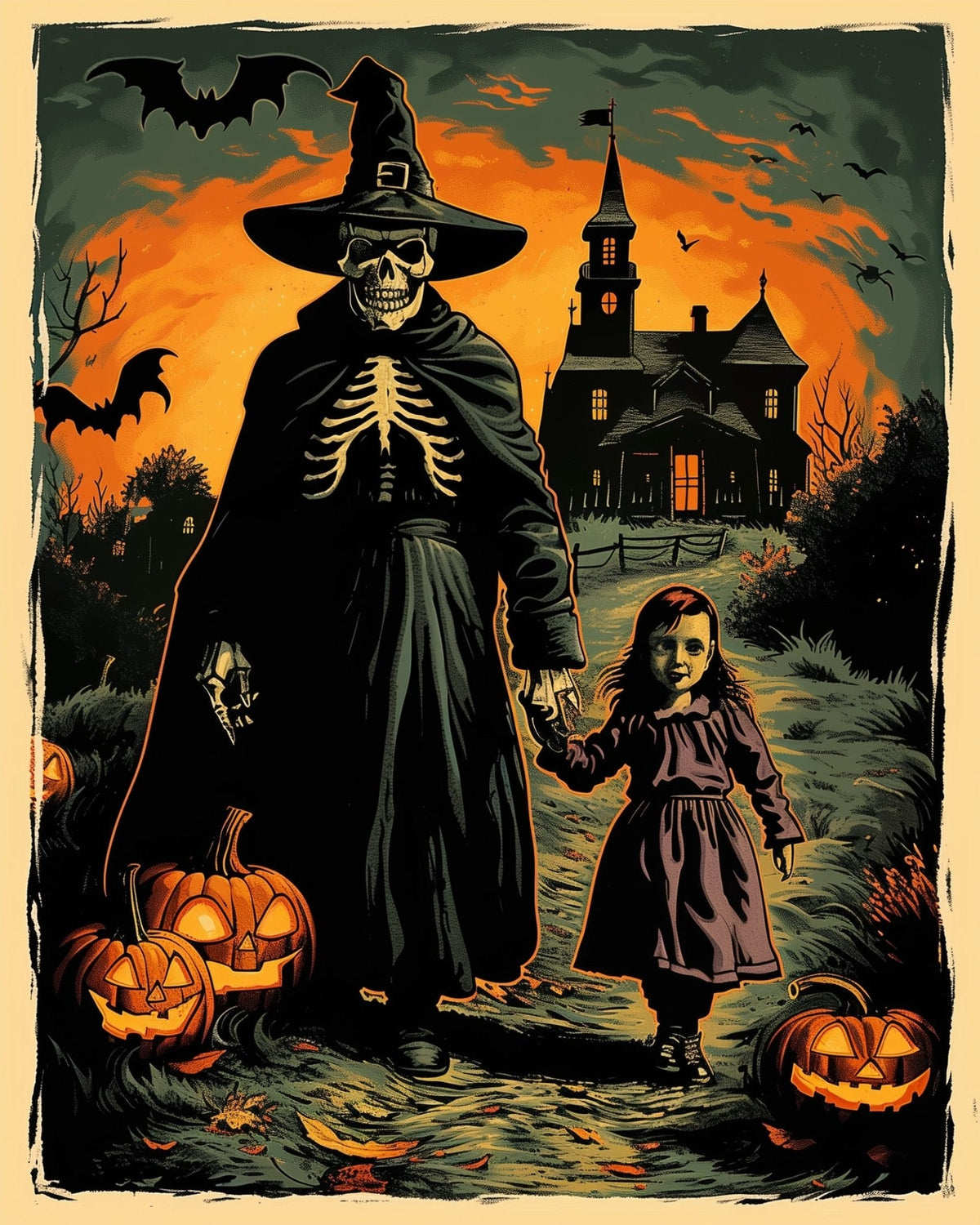 Skeleton Witch with Child - Halloween - Judy Paint