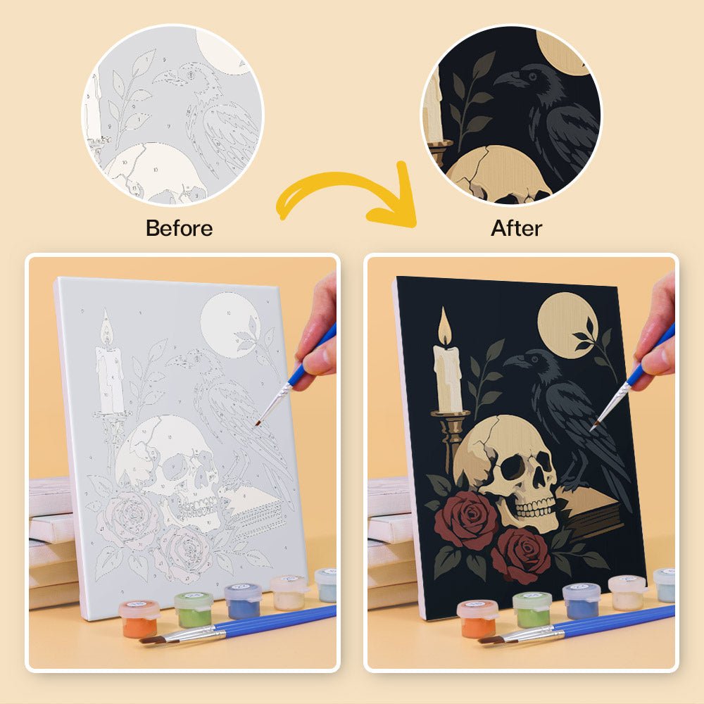 Before and after painting by numbers