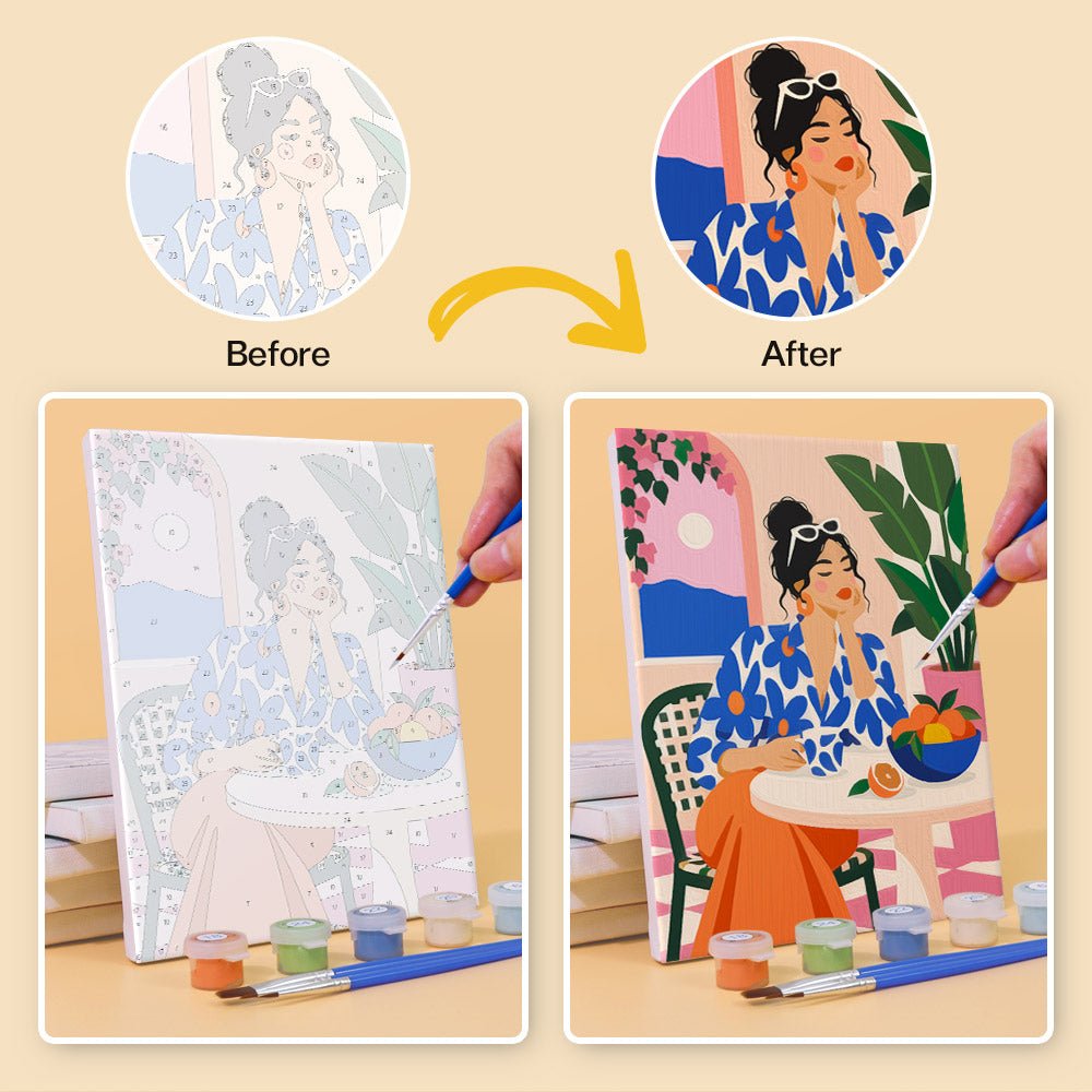 Before and after painting by numbers