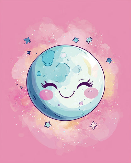 Smiling Moon - Galaxies - Judy Paint
