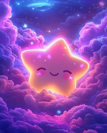 Smiling Star in Cosmic Clouds - Galaxies - Judy Paint